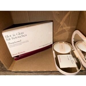 Rare Beauty Blot & Glow Touch-Up Kit Translucent Blotting Sheets and Powder Puff